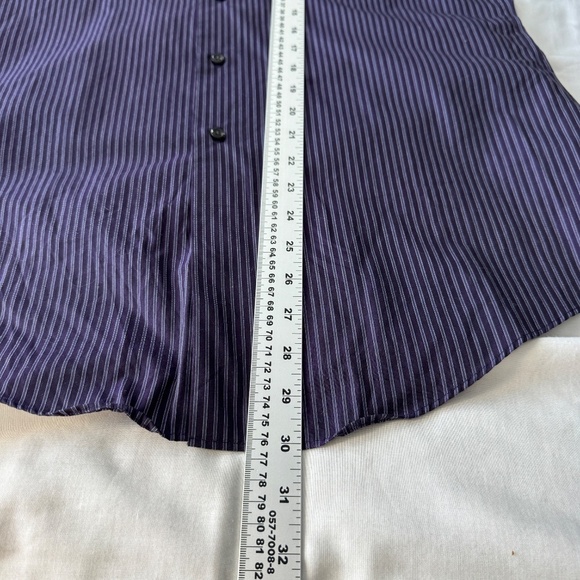 EGARA Men's Long Sleeve Striped Cotton‎ Dress Shirt Button Up Purple 16 - 34/35 - Picture 12 of 14